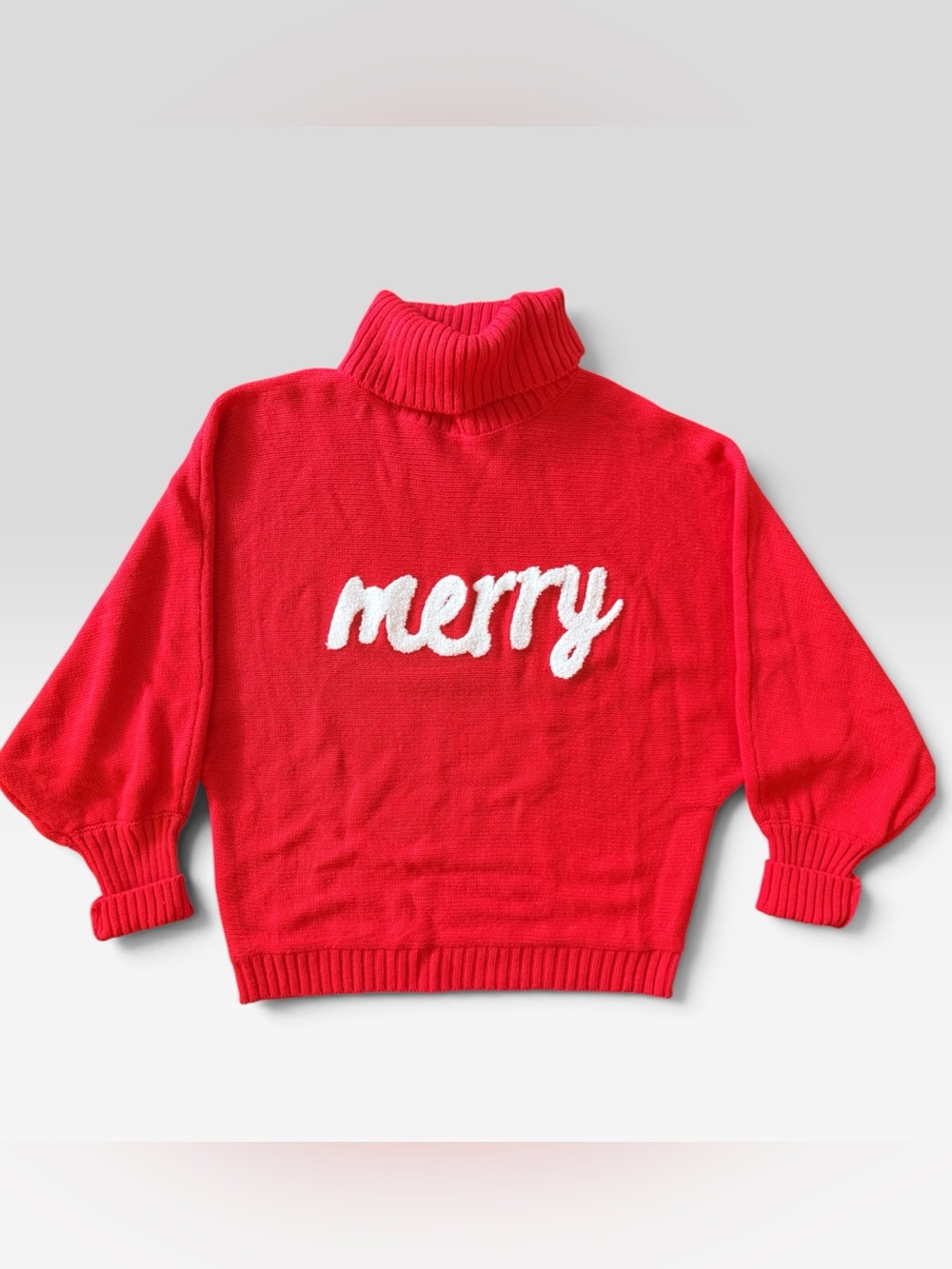 Merry Red Turtleneck Sweater - Women's Holiday Pullover Size Small | GUC